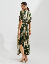 Vestido Estampado Edite Verde Imensidão