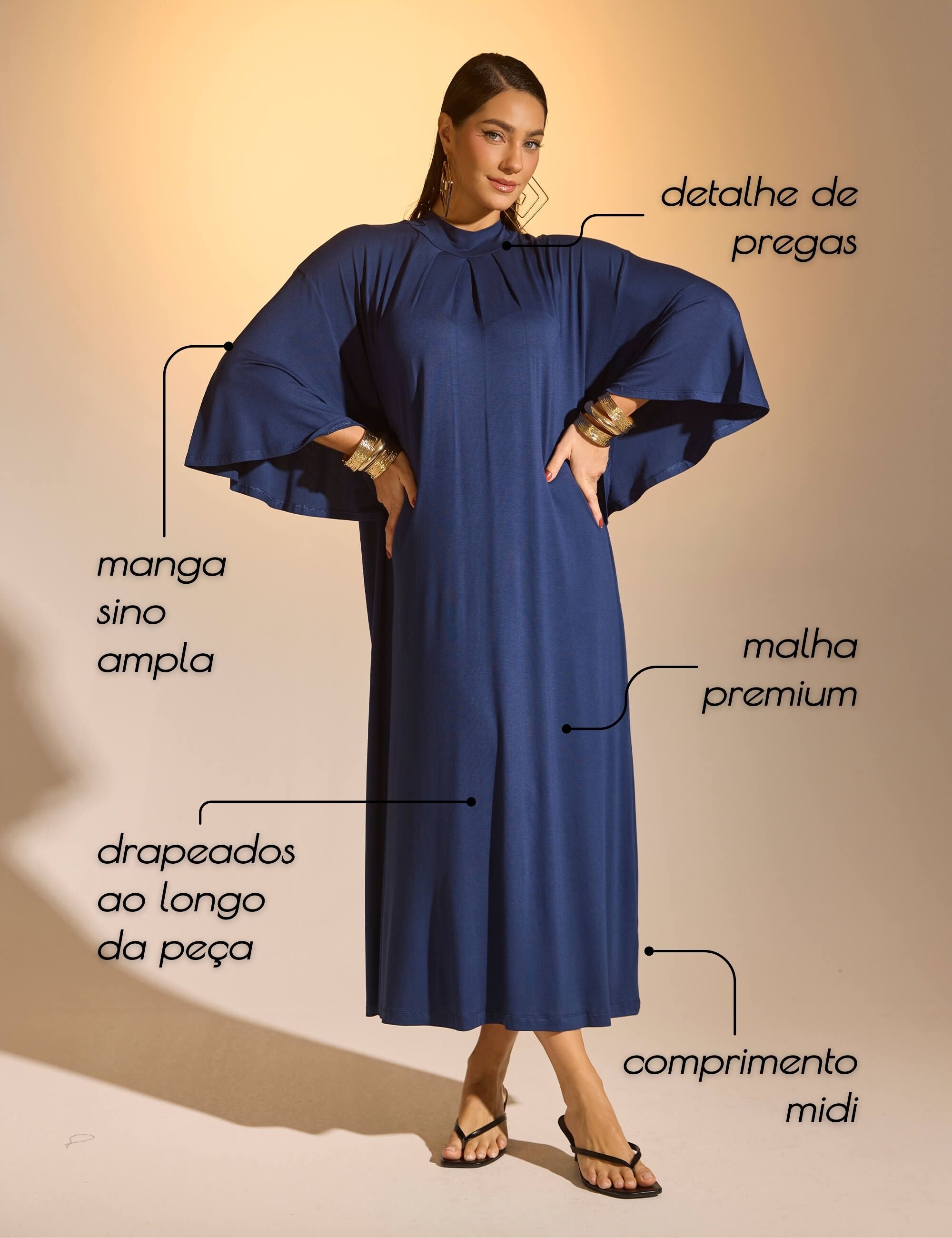 Vestido Fidela Azul Marinho