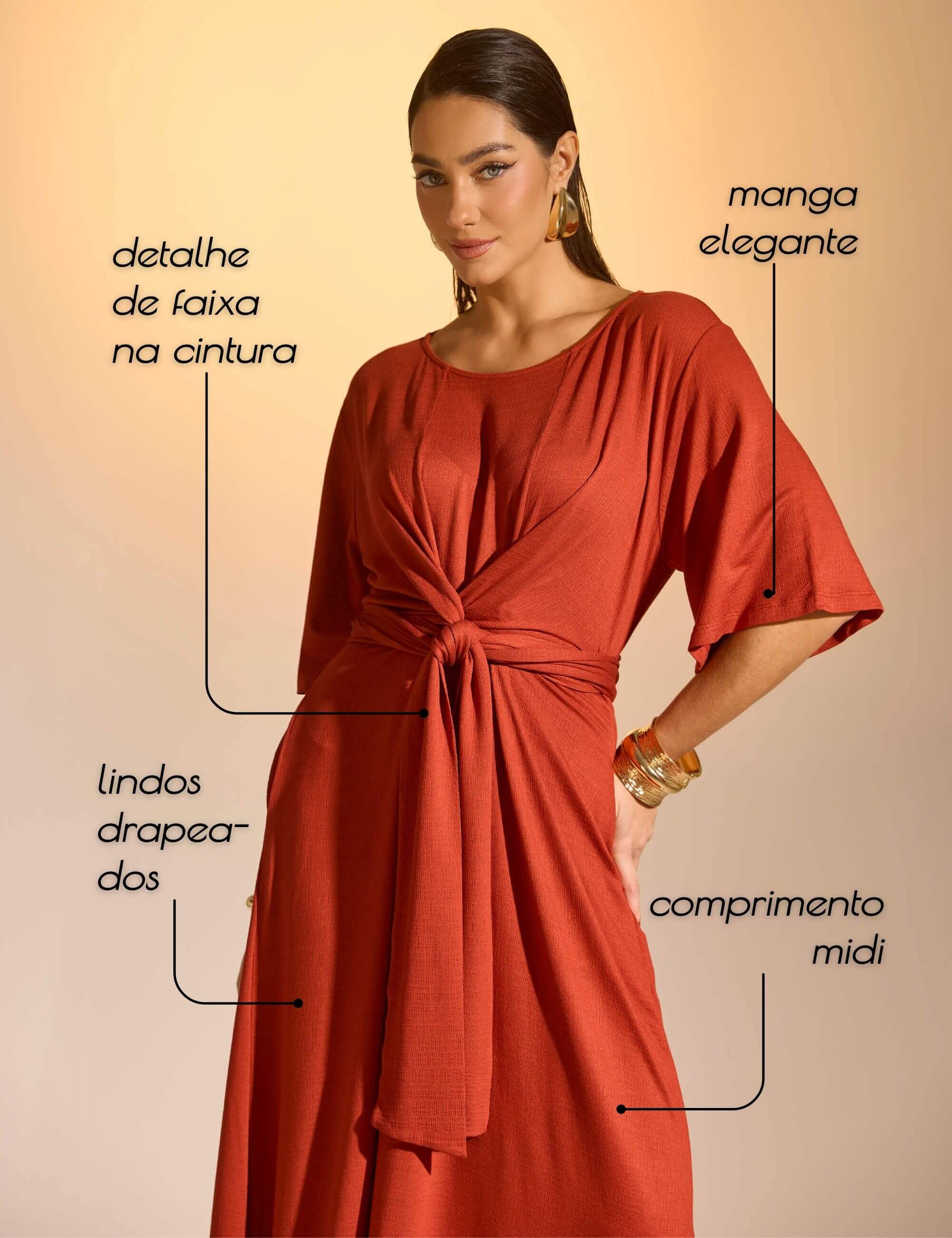 Vestido Vicenza Felicia Marrom Galápagos