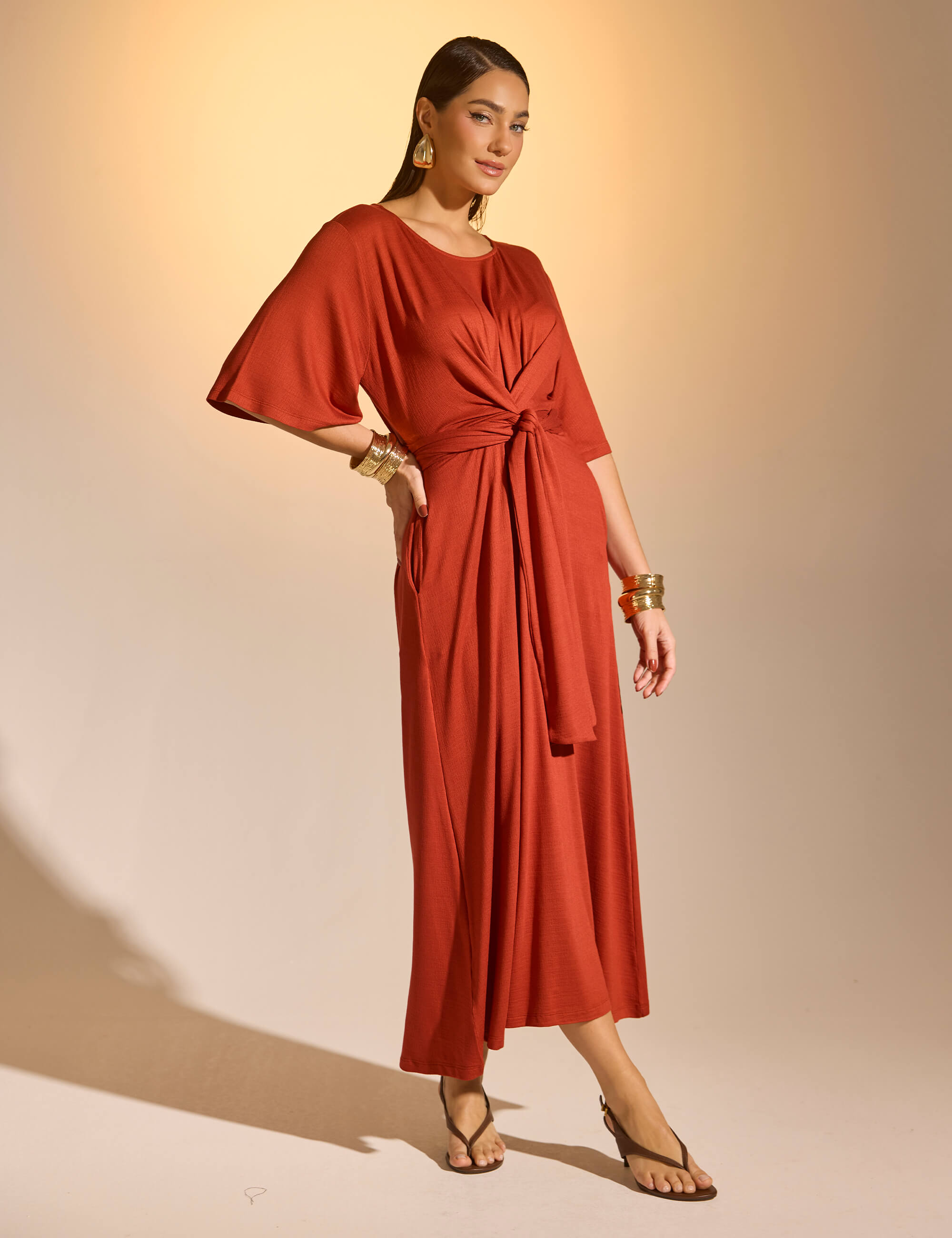 Vestido Vicenza Felicia Marrom Galápagos