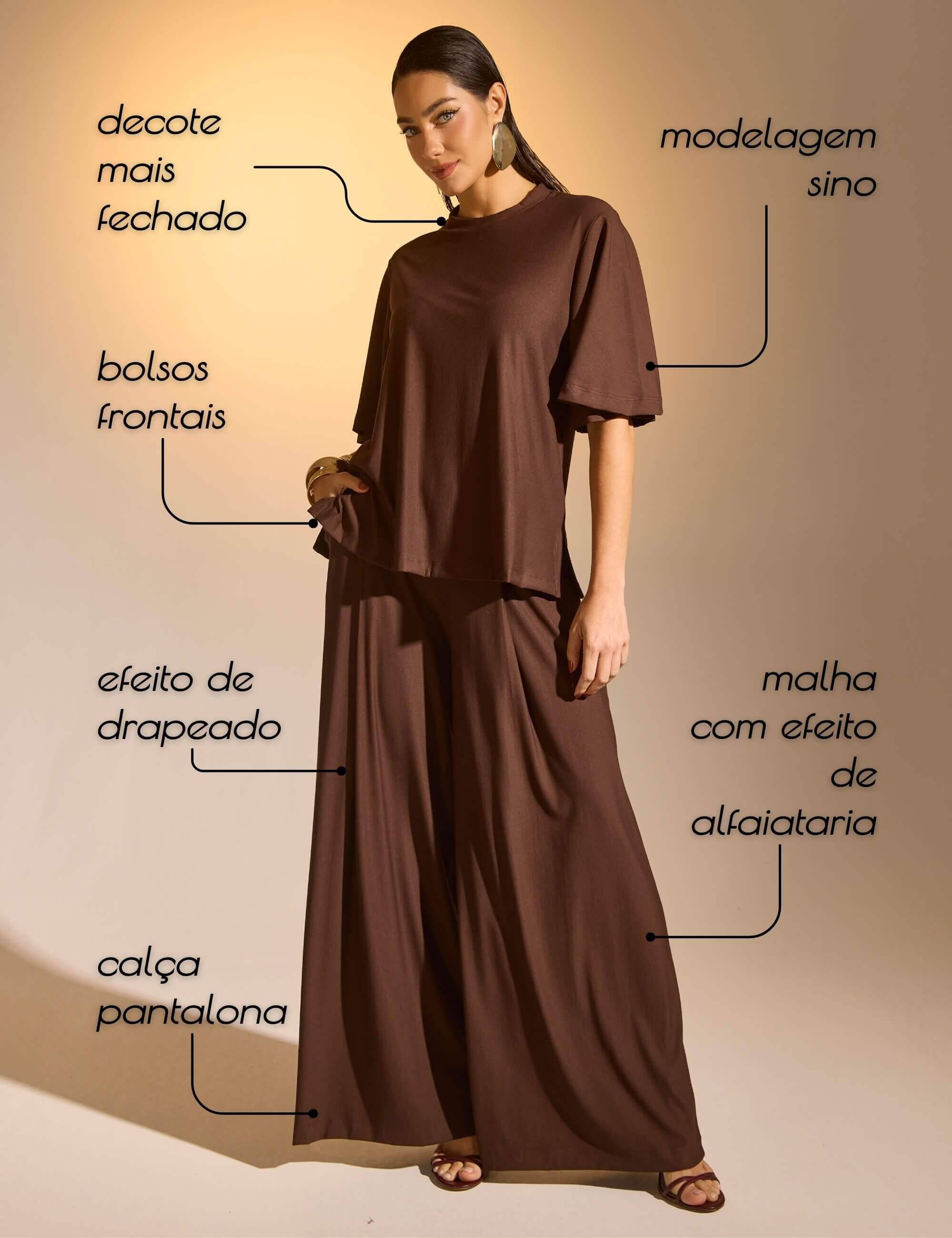 Conjunto Marbella Farah Marrom Natureza