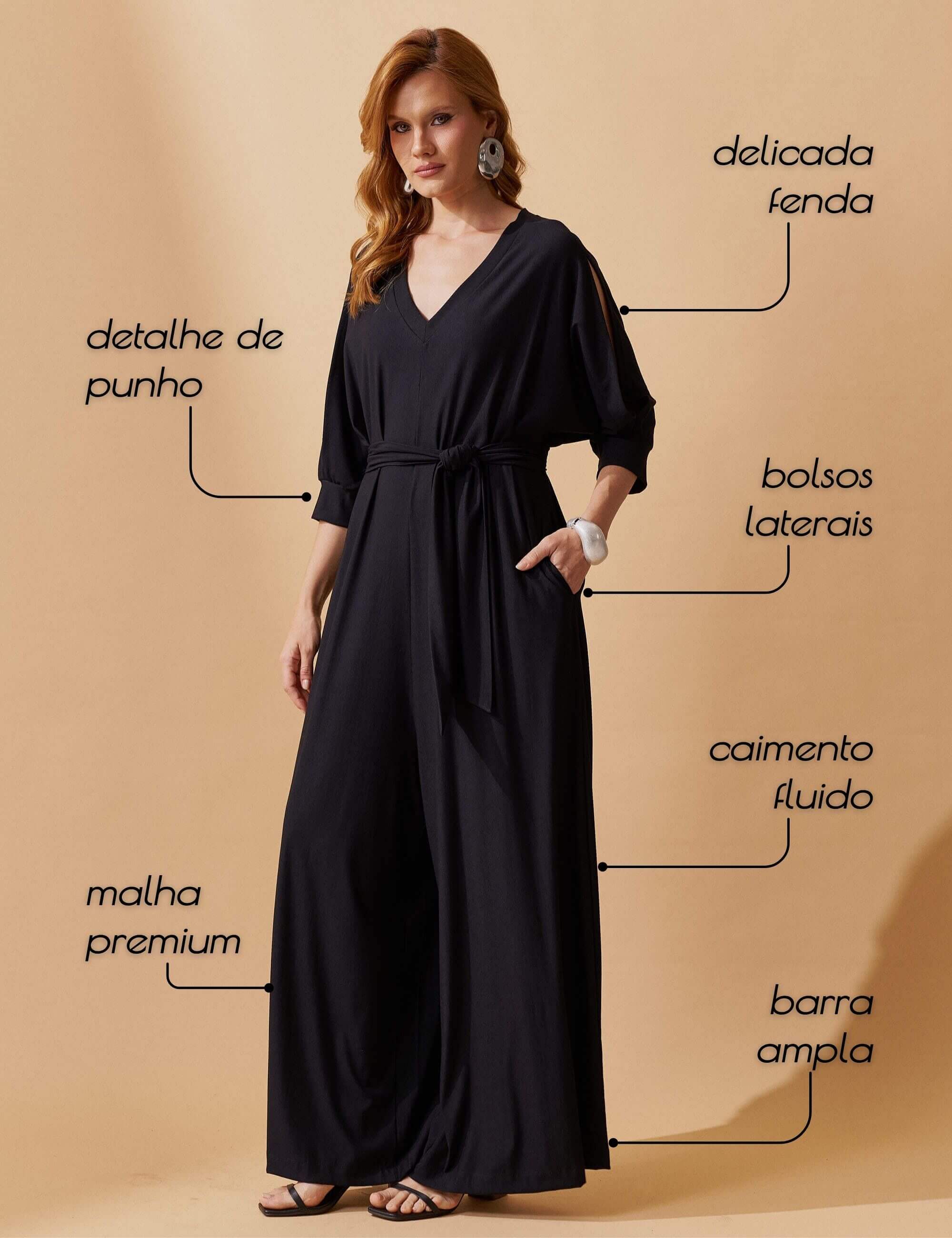 Macacão Marbella  Glora Preto