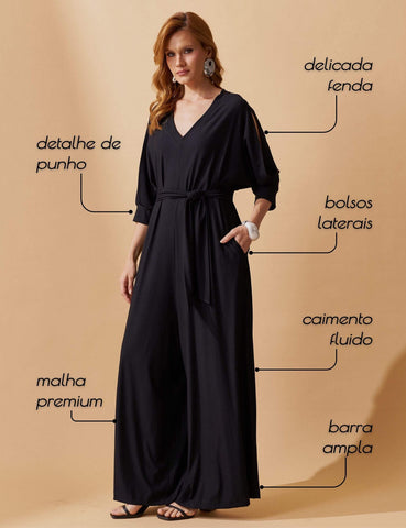 Macacão Marbella  Glora Preto