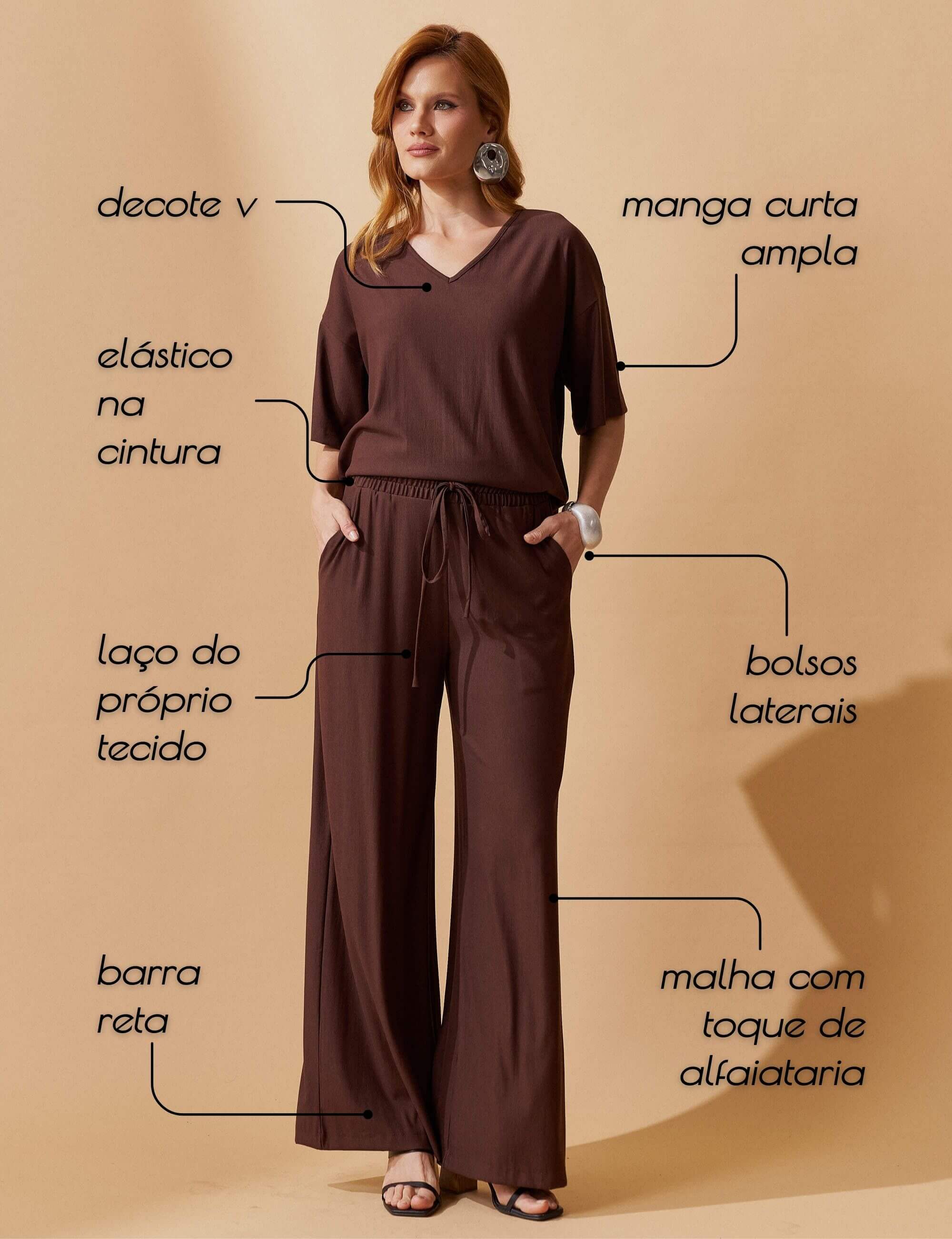 Conjunto Marbella Goldi Marrom Natureza