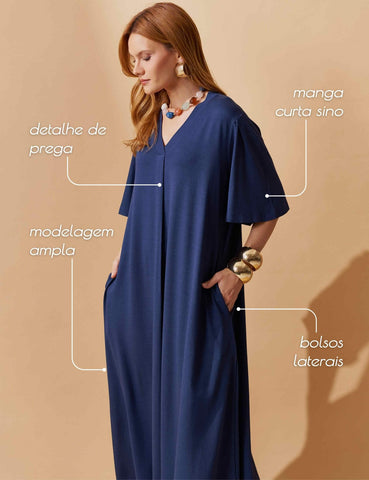 Vestido Vicenza Geralda Azul Marinho