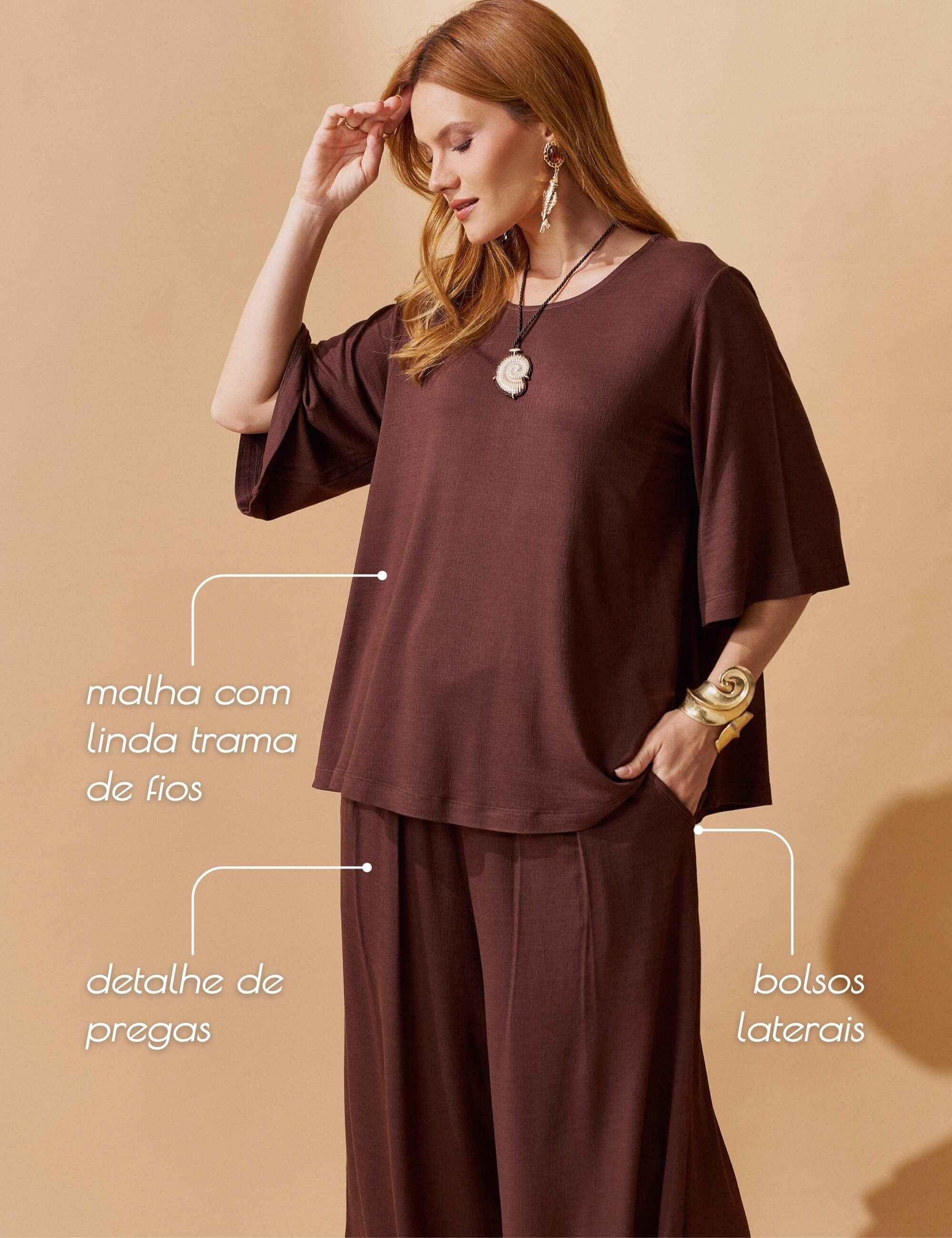 Conjunto Vicenza Gale Marrom Natureza