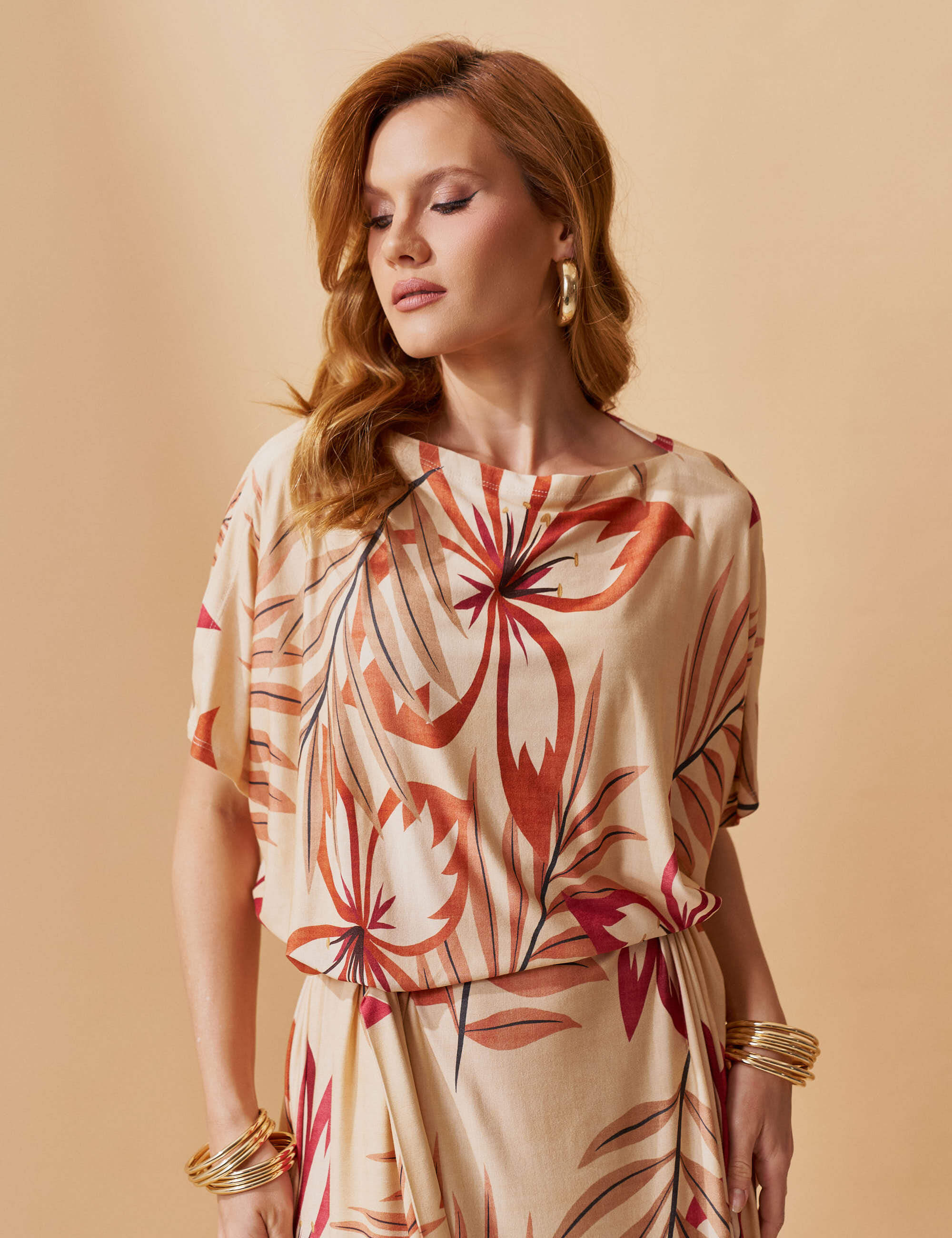 Vestido Estampado Griselda Creme
