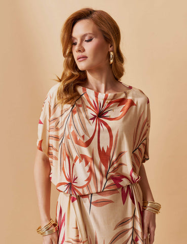 Vestido Estampado Griselda Creme