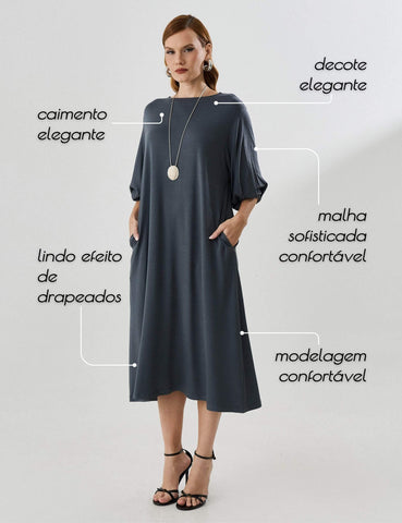 Vestido Vicenza Matilde Cinza Astro
