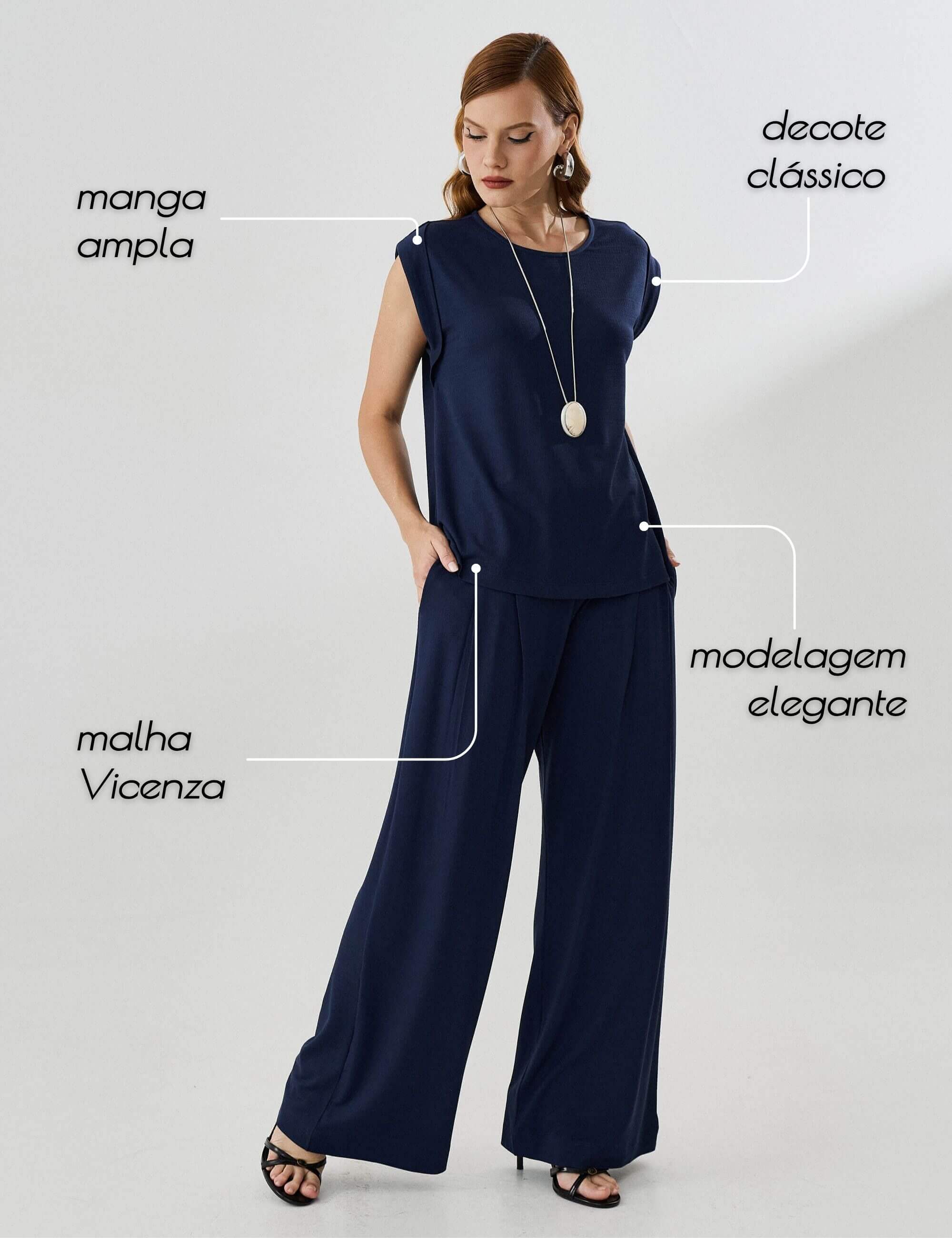 Blusa Vicenza Malu Azul Marinho