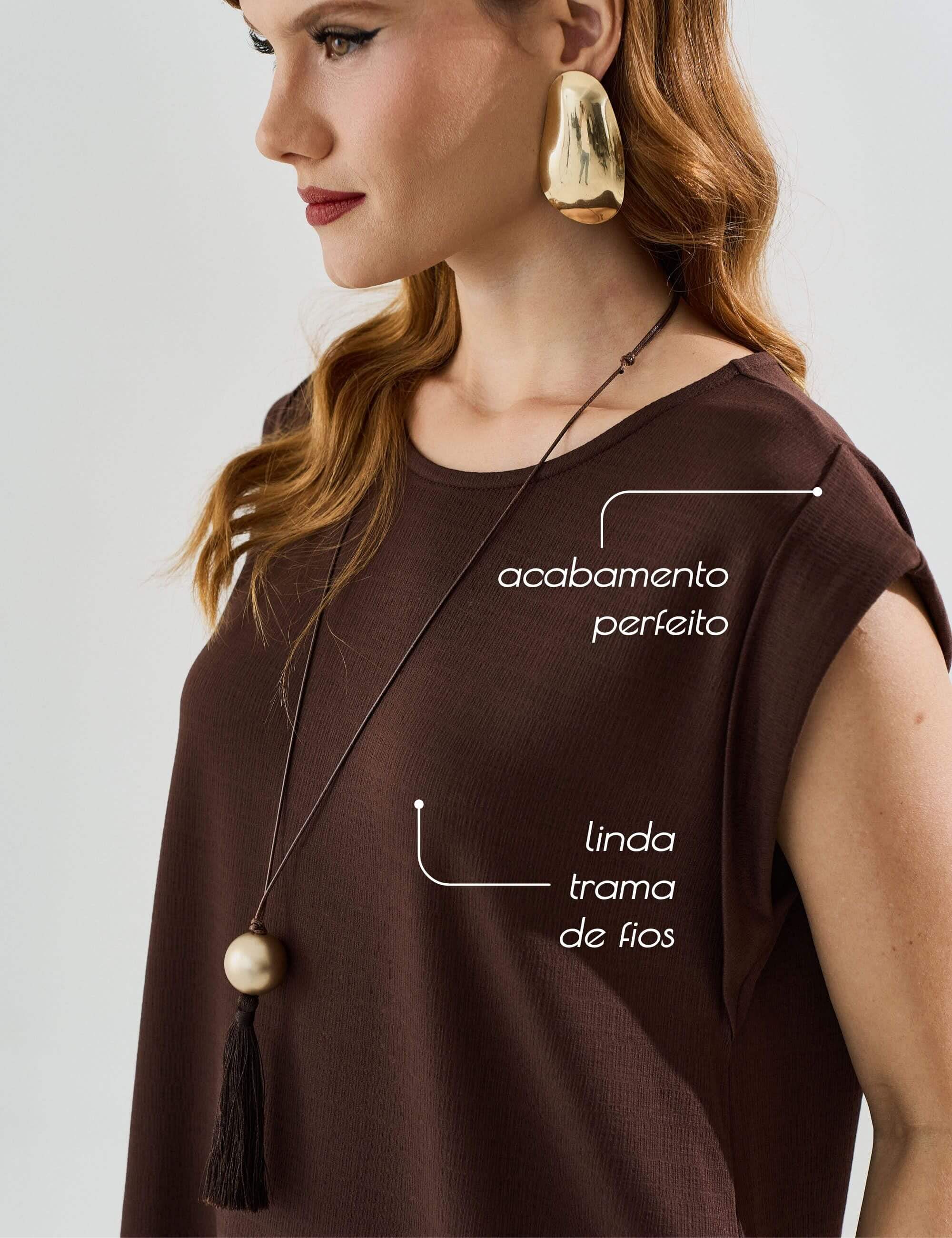 Blusa Vicenza Malu Marrom Natureza