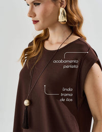 Blusa Vicenza Malu Marrom Natureza