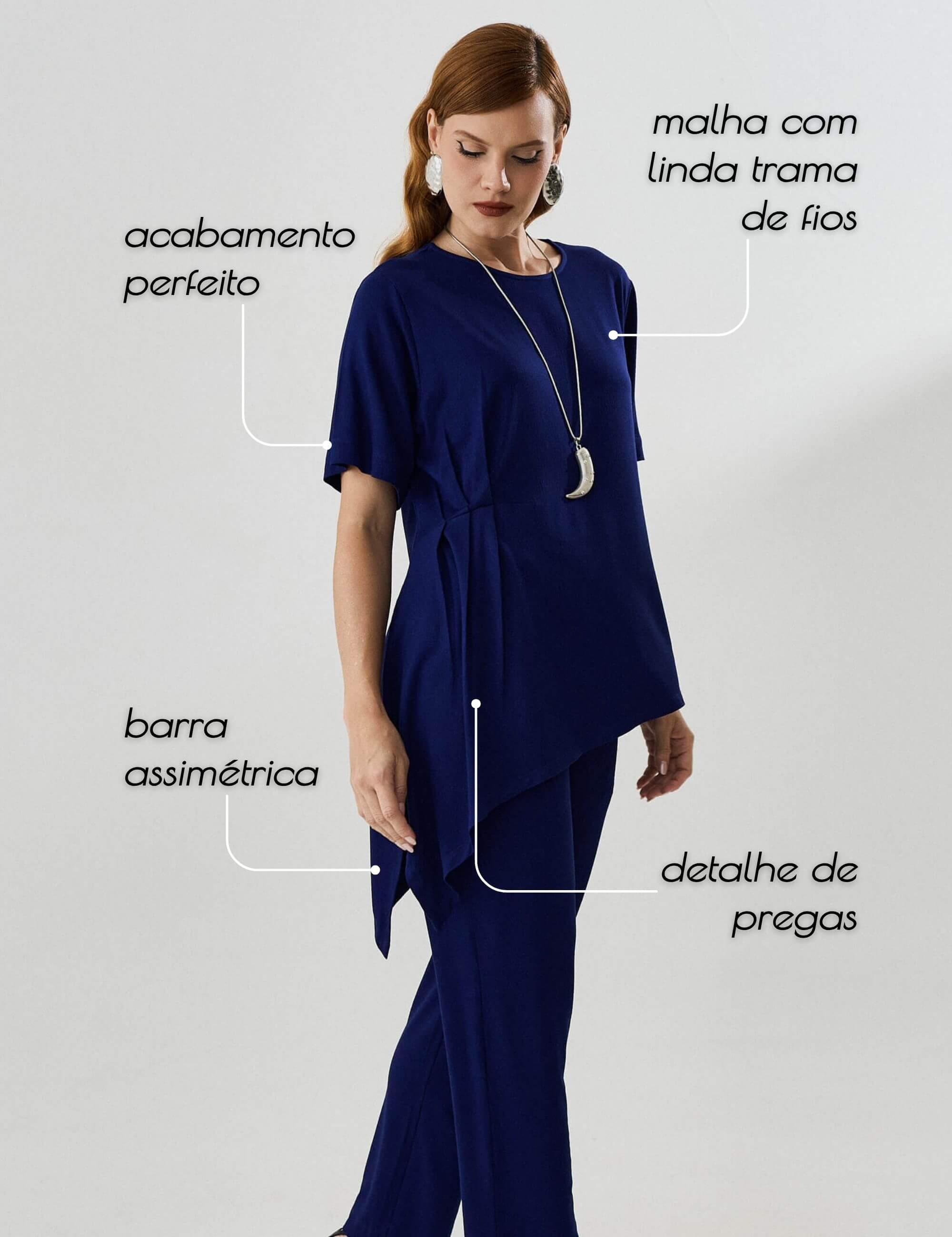 Blusa Vicenza Madalena Azul Profundo
