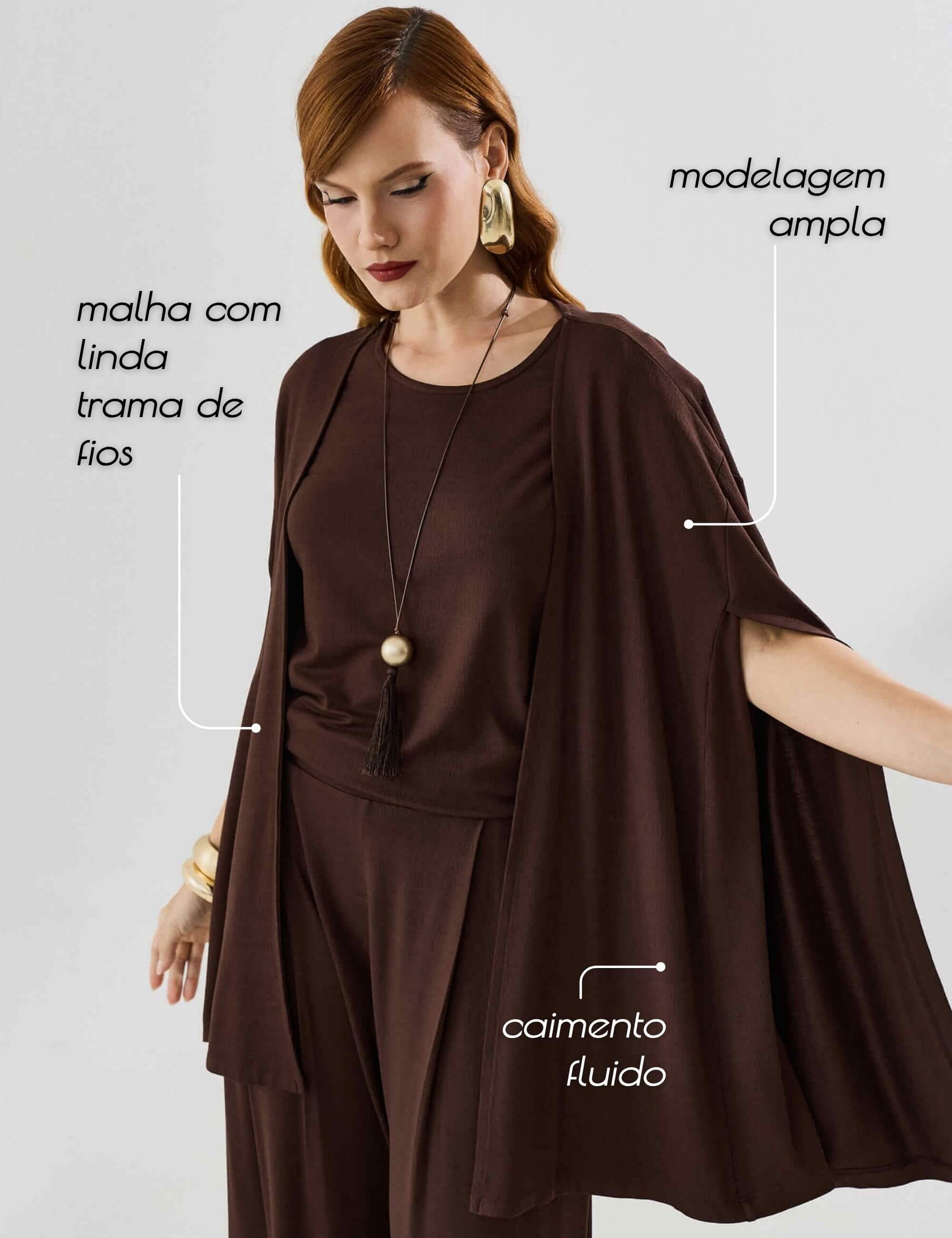 Cardigan Vicenza Mariah Marrom Natureza