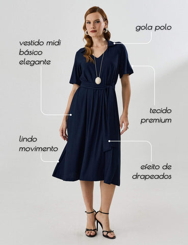 Vestido Marbella Marcela Azul Marinho