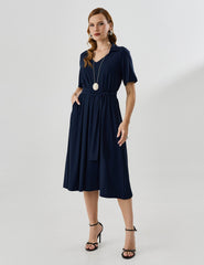 Vestido Marbella Marcela Azul Marinho