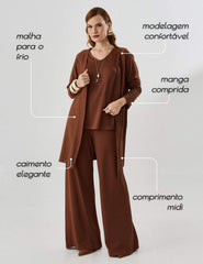 Cardigan Creponado Miranda Marrom Tamara