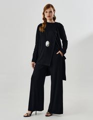 Cardigan Creponado Miranda Preto
