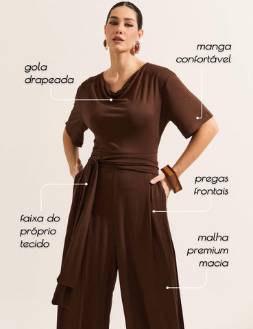 Macacão Estela Marrom Natureza