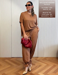 Conjunto Vicenza Lisa Caramelo Nougat