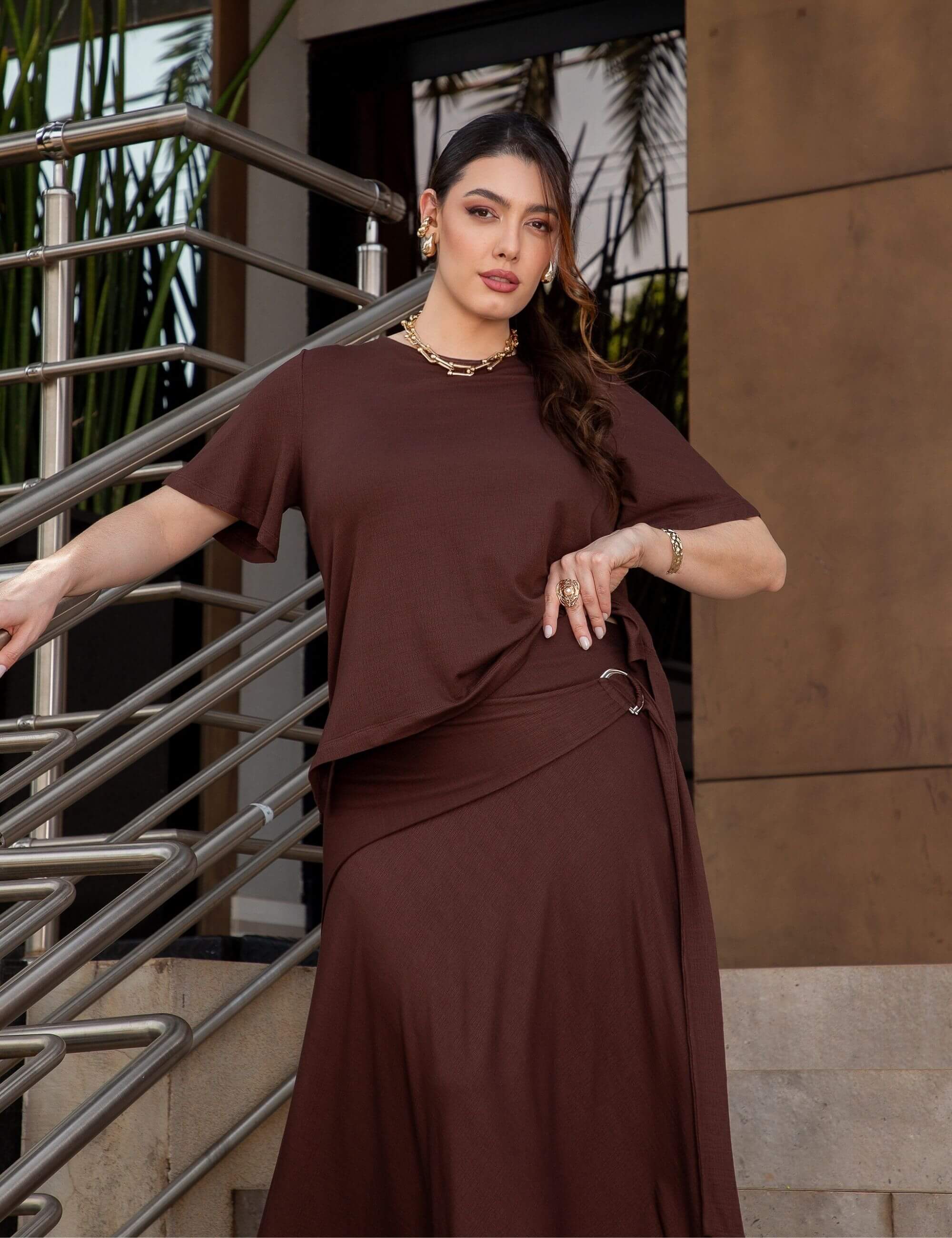 Conjunto Vicenza Eudine Marrom Natureza