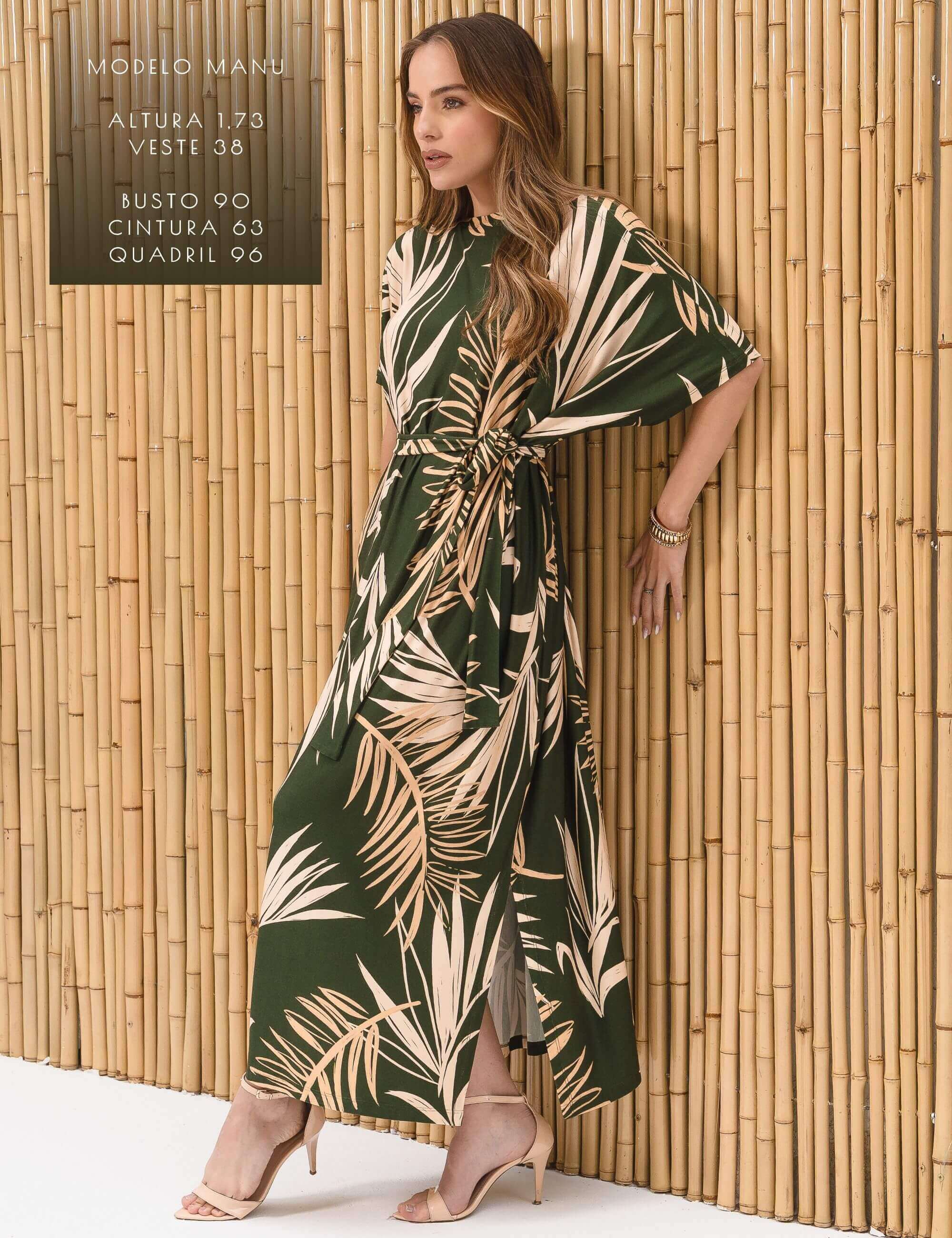 Vestido Estampado Edite Verde Imensidão
