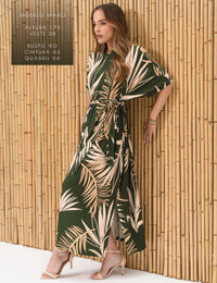 Vestido Estampado Edite Verde Imensidão