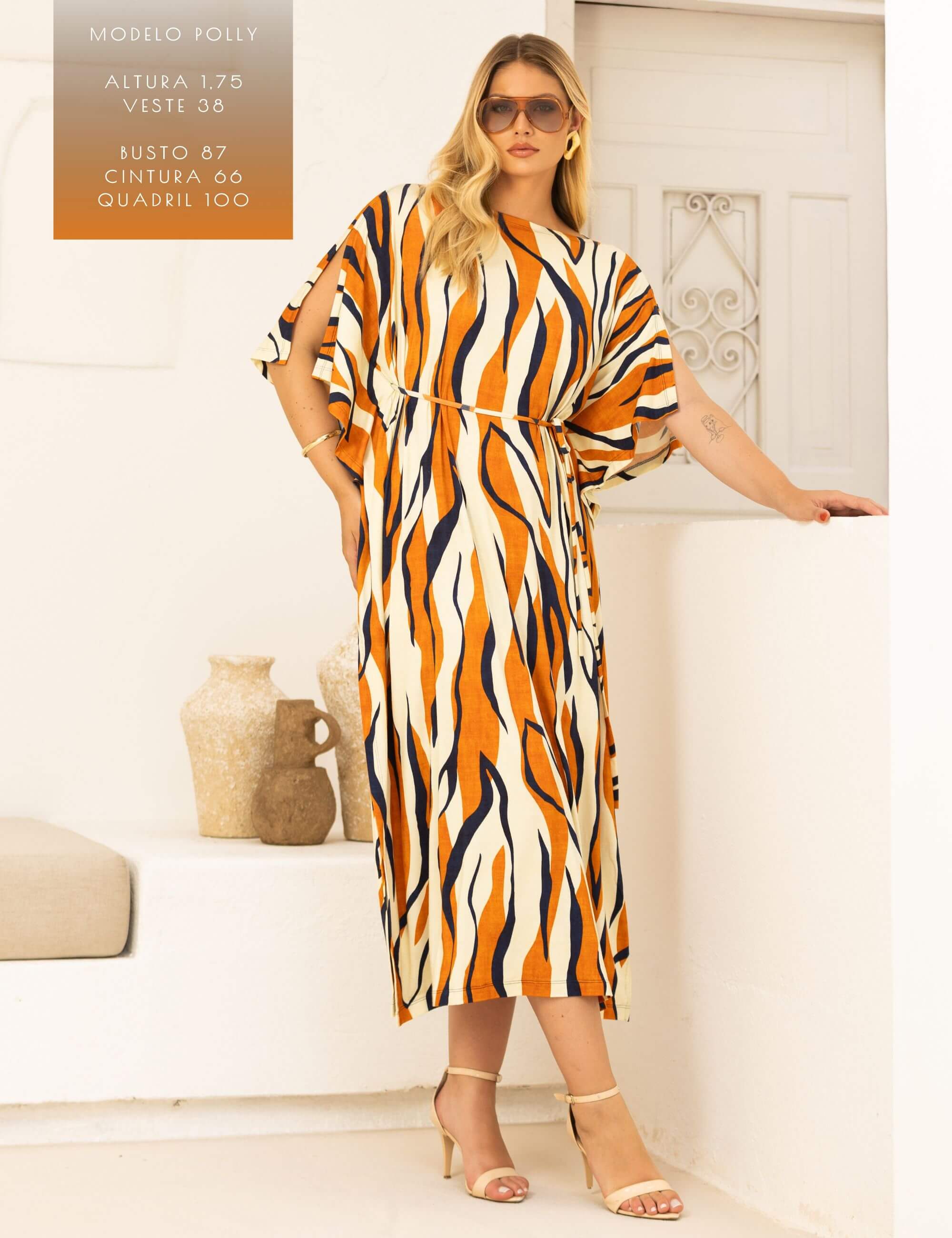 Vestido Estampado Elga Laranja