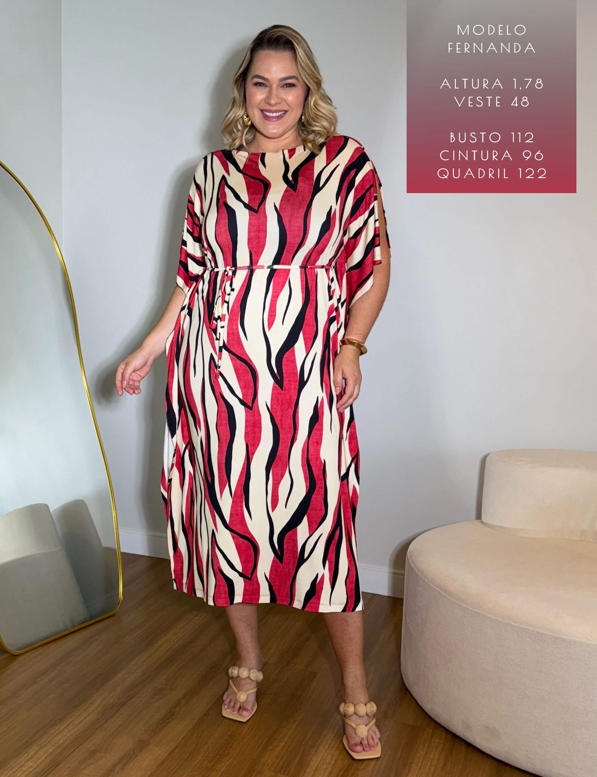 Vestido Estampado Elga Vermelho