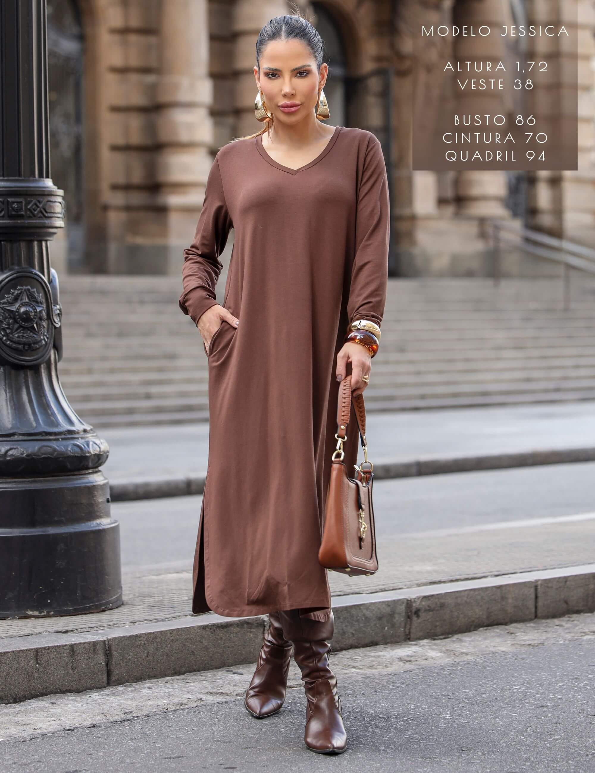 Vestido Moletom Helena Marrom Natureza
