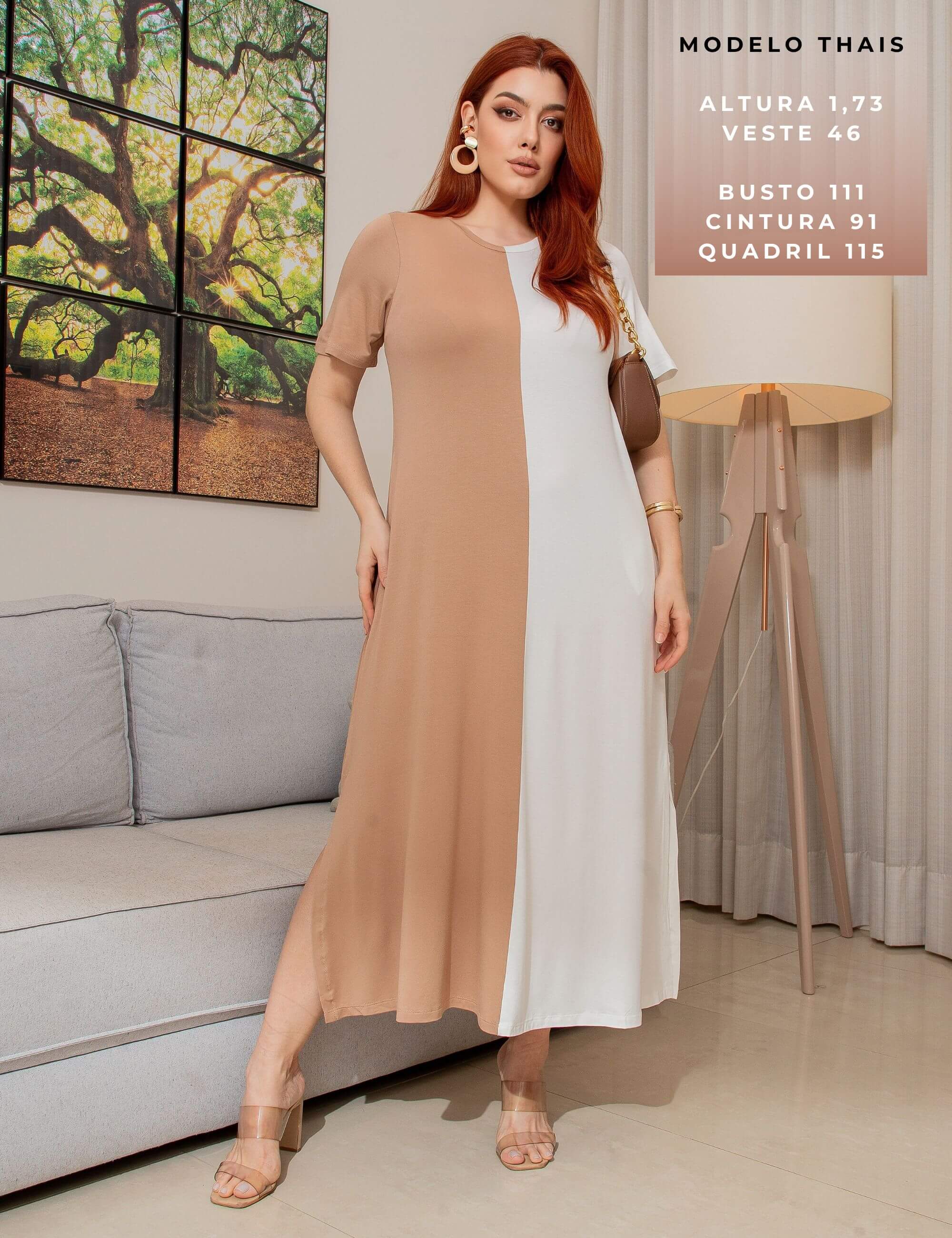 Vestido Pruella Bege/ Off white