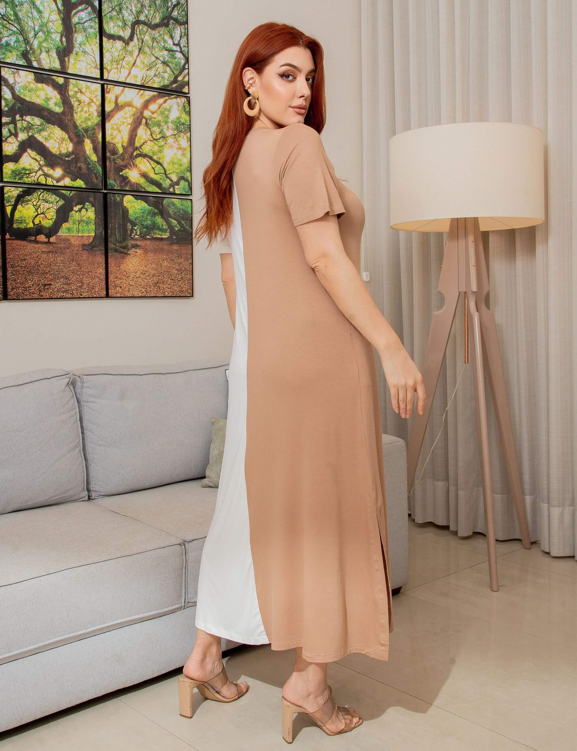Vestido Pruella Bege/ Off white