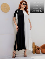 Vestido Pruella Preto/ Off white