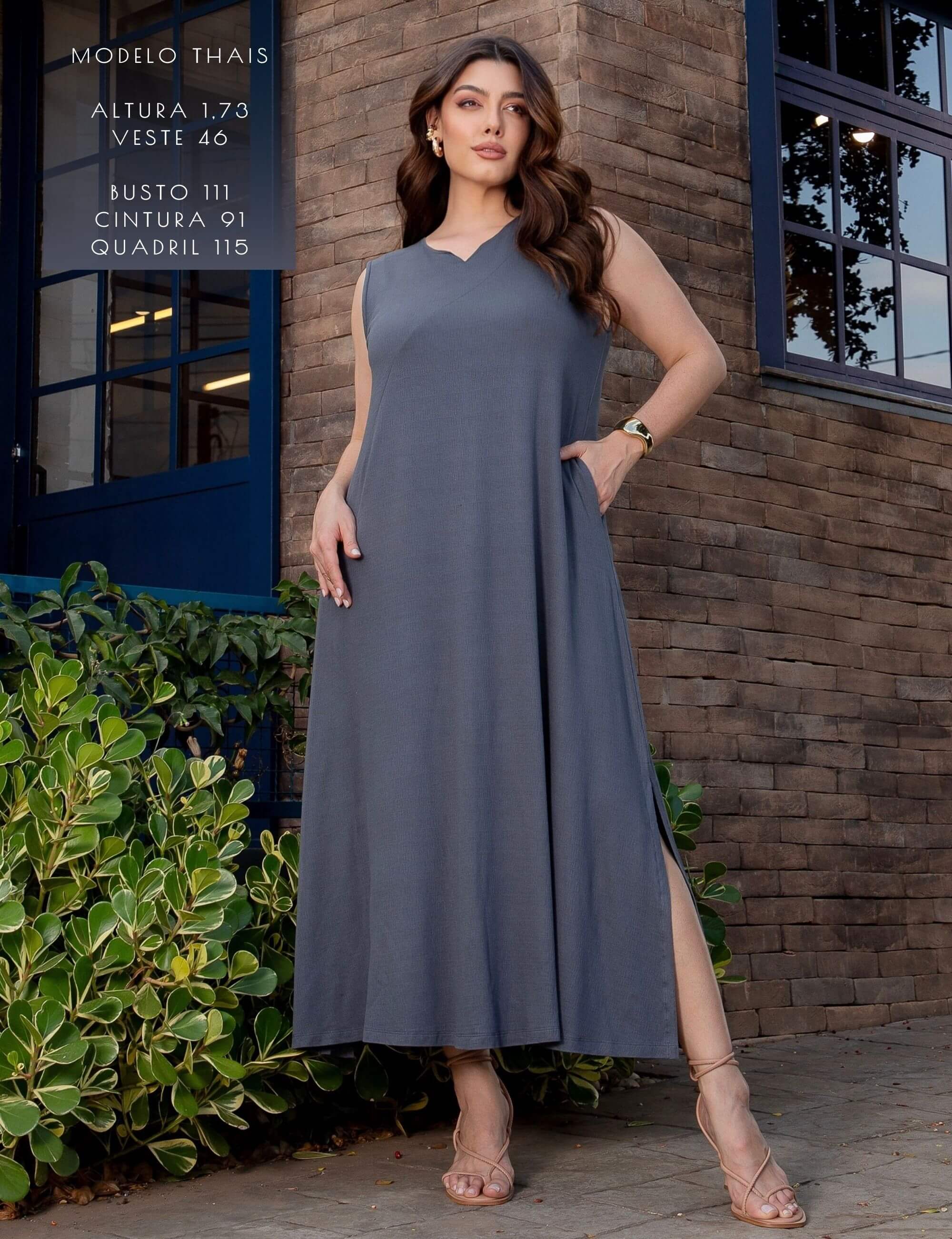 Vestido Vicenza Diara Cinza Astro